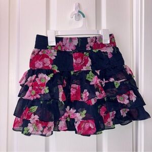 Hollister Black and Pink Floral Mini Skirt